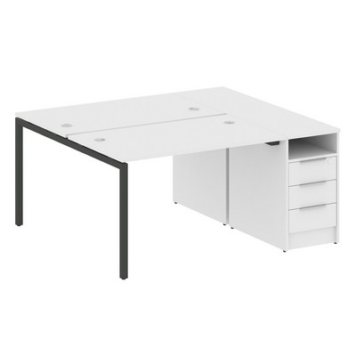 Metal System Quattro 4x4 40БП.РС-СТП-2.2 (Белый/Антрацит) Рабочая станция на П-образном м/к с опорной тумбой