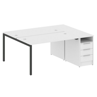 Metal System Quattro 4x4 40БП.РС-СТП-2.3 (Белый/Антрацит) Рабочая станция на П-образном м/к с опорной тумбой