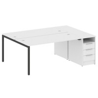 Metal System Quattro 4x4 40БП.РС-СТП-2.4 (Белый/Черный) Рабочая станция на П-образном м/к с опорной тумбой