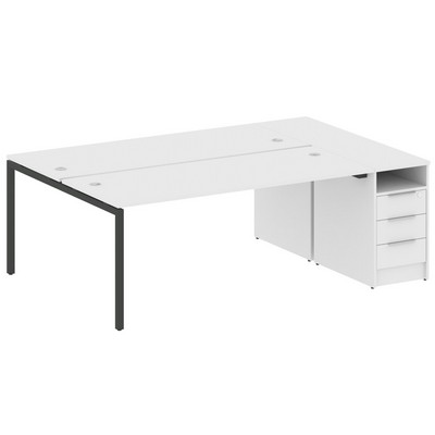 Metal System Quattro 4x4 40БП.РС-СТП-2.5 (Белый/Антрацит) Рабочая станция на П-образном м/к с опорной тумбой