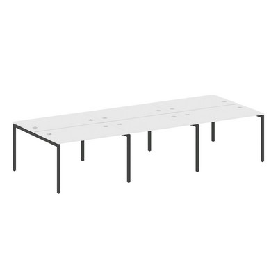 Metal System Quattro 4x4 40БП.СМ-6.2 (Белый/Черный) Рабочая станция на 6 раб.мест на П-образном м/к