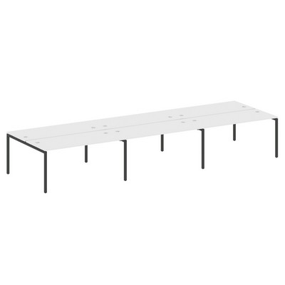 Metal System Quattro 4x4 40БП.СМ-6.4 (Белый/Черный) Рабочая станция на 6 раб.мест на П-образном м/к