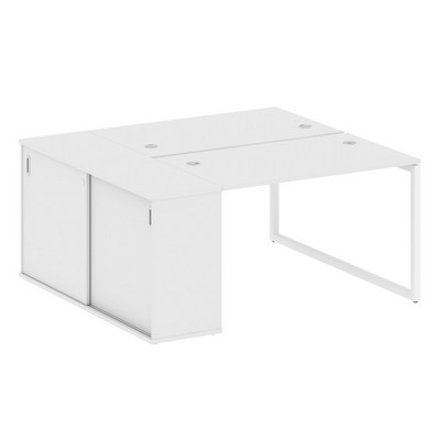 Metal System Quattro 4x4 40БО.РС-СШК-1.2 (Белый/Белый) Рабочая станция на О-образном м/к с опорным шкафом-купе