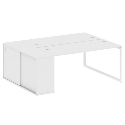 Metal System Quattro 4x4 40БО.РС-СШК-1.4 (Белый/Белый) Рабочая станция на О-образном м/к с опорным шкафом-купе