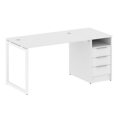 Metal System Quattro 4x4 40БО.РС-СТП -1.2 (Белый/Белый) Рабочая станция на О-образном м/к с опорной тумбой