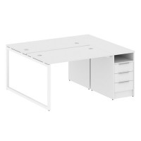 Metal System Quattro 4x4 40БО.РС-СТП-2.2 (Белый/Белый) Рабочая станция на О-образном м/к с опорной тумбой