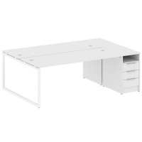 Metal System Quattro 4x4 40БО.РС-СТП-2.5 (Белый/Белый) Рабочая станция на О-образном м/к с опорной тумбой