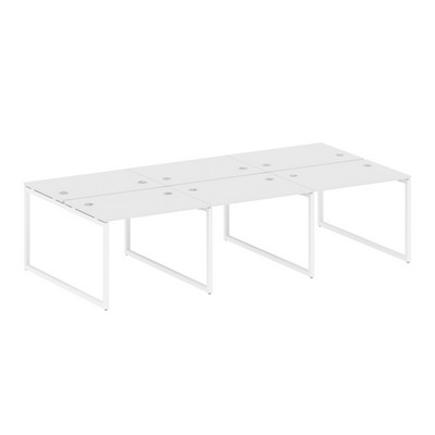 Metal System Quattro 4x4 40БО.СМ-6.1 (Белый/Белый) Рабочая станция на 6 раб.мест на О-образном м/к