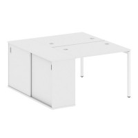 Metal System Quattro 4x4 40БП.РС-СШК-1.1 (Белый/Белый) Рабочая станция на П-образном м/к с опорным шкафом-купе