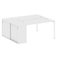 Metal System Quattro 4x4 40БП.РС-СШК-1.3 (Белый/Белый) Рабочая станция на П-образном м/к с опорным шкафом-купе