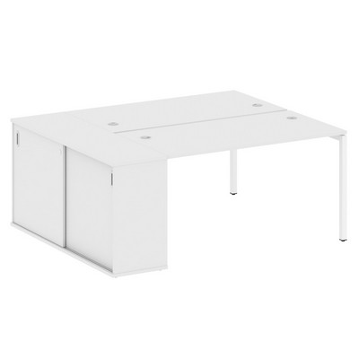 Metal System Quattro 4x4 40БП.РС-СШК-1.3 (Белый/Белый) Рабочая станция на П-образном м/к с опорным шкафом-купе