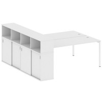 Metal System Quattro 4x4 40БП.РС-СШК-4.5 (Белый/Белый) Рабочая станция на П-образном м/к с опорным шкафом-купе