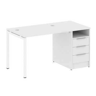 Metal System Quattro 4x4 40БП.РС-СТП -1.1 (Белый/Белый) Рабочая станция на П-образном м/к с опорной тумбой