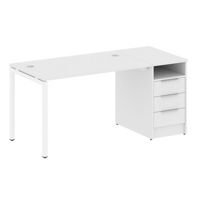 Metal System Quattro 4x4 40БП.РС-СТП -1.2 (Белый/Белый) Рабочая станция на П-образном м/к с опорной тумбой