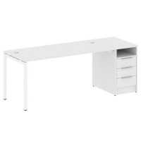 Metal System Quattro 4x4 40БП.РС-СТП -1.4 (Белый/Белый) Рабочая станция на П-образном м/к с опорной тумбой