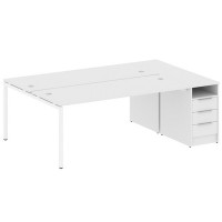 Metal System Quattro 4x4 40БП.РС-СТП-2.5 (Белый/Белый) Рабочая станция на П-образном м/к с опорной тумбой