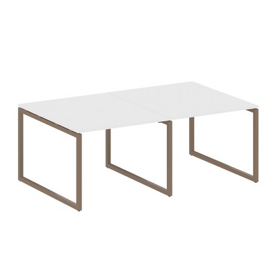 Metal System Quattro 4x4 40БО.ПРГ-2.1 (Белый/Мокко) Переговорный стол, 2 столешницы на О-образном м/к