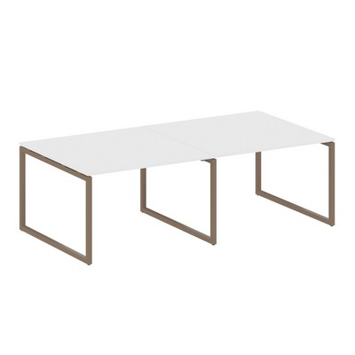 Metal System Quattro 4x4 40БО.ПРГ-2.2 (Белый/Мокко) Переговорный стол, 2 столешницы на О-образном м/к