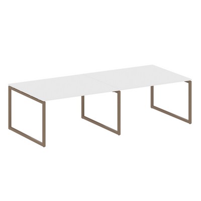 Metal System Quattro 4x4 40БО.ПРГ-2.3 (Белый/Мокко) Переговорный стол, 2 столешницы на О-образном м/к