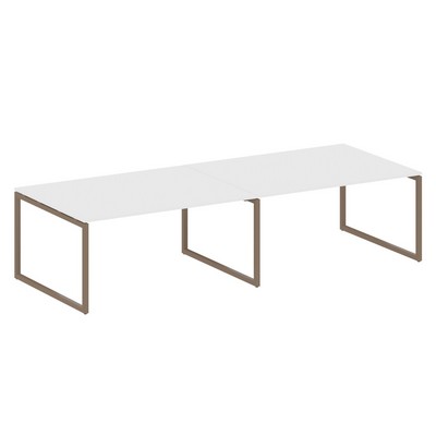 Metal System Quattro 4x4 40БО.ПРГ-2.4 (Белый/Мокко) Переговорный стол, 2 столешницы на О-образном м/к