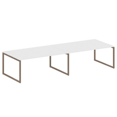 Metal System Quattro 4x4 40БО.ПРГ-2.5 (Белый/Мокко) Переговорный стол, 2 столешницы на О-образном м/к