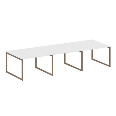 Metal System Quattro 4x4 40БО.ПРГ-3.2 (Белый/Мокко) Переговорный стол, 3 столешницы на О-образном м/к