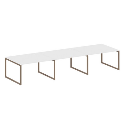 Metal System Quattro 4x4 40БО.ПРГ-3.3 (Белый/Мокко) Переговорный стол, 3 столешницы на О-образном м/к