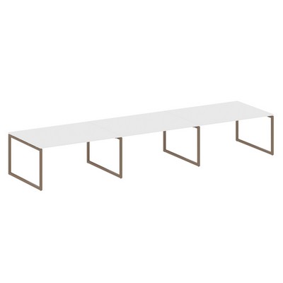 Metal System Quattro 4x4 40БО.ПРГ-3.4 (Белый/Мокко) Переговорный стол, 3 столешницы на О-образном м/к