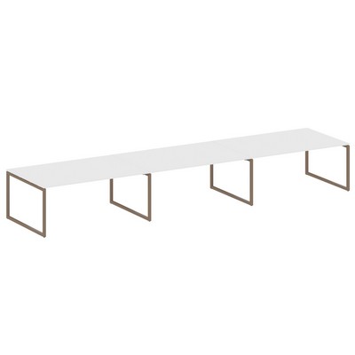 Metal System Quattro 4x4 40БО.ПРГ-3.5 (Белый/Мокко) Переговорный стол, 3 столешницы на О-образном м/к