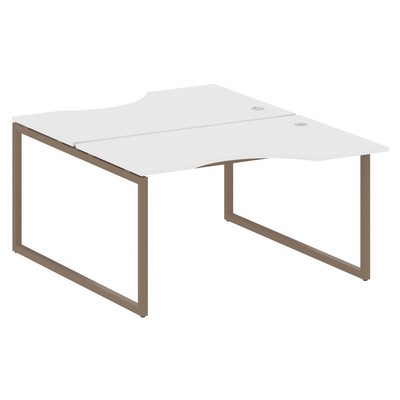 Metal System Quattro 4x4 40БО.РАС-СА-2.2 (Белый/Мокко) Рабочая станция криволинейная на О-образном м/к