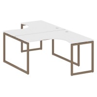 Metal System Quattro 4x4 40БО.РАС-СА-2.3 (Белый/Мокко) Рабочая станция криволинейная на О-образном м/к