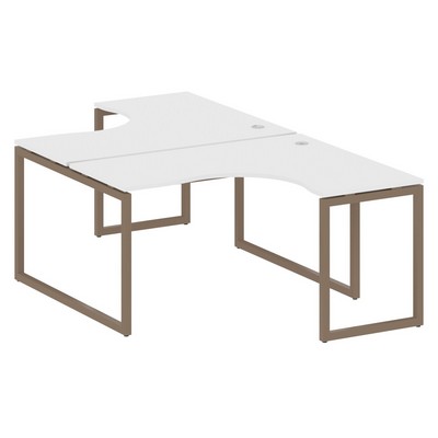 Metal System Quattro 4x4 40БО.РАС-СА-2.3 (Белый/Мокко) Рабочая станция криволинейная на О-образном м/к