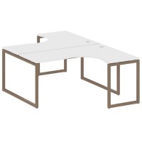 Metal System Quattro 4x4 40БО.РАС-СА-2.4 (Белый/Мокко) Рабочая станция криволинейная на О-образном м/к