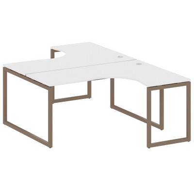 Metal System Quattro 4x4 40БО.РАС-СА-2.4 (Белый/Мокко) Рабочая станция криволинейная на О-образном м/к