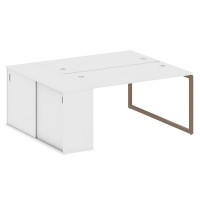 Metal System Quattro 4x4 40БО.РС-СШК-1.3 (Белый/Мокко) Рабочая станция на О-образном м/к с опорным шкафом-купе