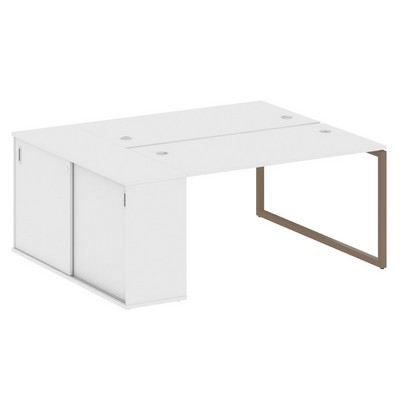 Metal System Quattro 4x4 40БО.РС-СШК-1.3 (Белый/Мокко) Рабочая станция на О-образном м/к с опорным шкафом-купе