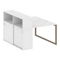 Metal System Quattro 4x4 40БО.РС-СШК-2.1 (Белый/Мокко) Рабочая станция на О-образном м/к с опорным шкафом-купе