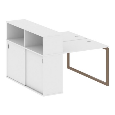 Metal System Quattro 4x4 40БО.РС-СШК-2.1 (Белый/Мокко) Рабочая станция на О-образном м/к с опорным шкафом-купе