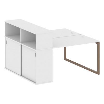 Metal System Quattro 4x4 40БО.РС-СШК-2.2 (Белый/Мокко) Рабочая станция на О-образном м/к с опорным шкафом-купе