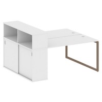 Metal System Quattro 4x4 40БО.РС-СШК-2.3 (Белый/Мокко) Рабочая станция на О-образном м/к с опорным шкафом-купе