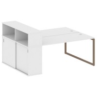 Metal System Quattro 4x4 40БО.РС-СШК-2.4 (Белый/Мокко) Рабочая станция на О-образном м/к с опорным шкафом-купе