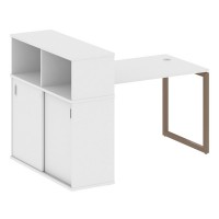 Metal System Quattro 4x4 40БО.РС-СШК-3.2 (Белый/Мокко) Стол письменный на О-образном м/к с опорным шкафом-купе