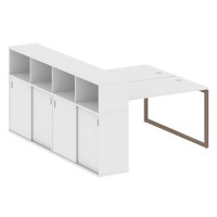 Metal System Quattro 4x4 40БО.РС-СШК-4.3 (Белый/Мокко) Рабочая станция на О-образном м/к с опорным шкафом-купе