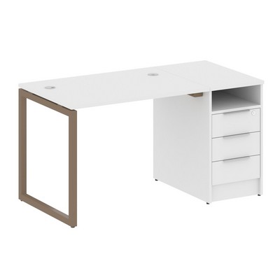 Metal System Quattro 4x4 40БО.РС-СТП -1.1 (Белый/Мокко) Рабочая станция на О-образном м/к с опорной тумбой