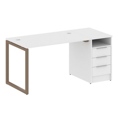 Metal System Quattro 4x4 40БО.РС-СТП -1.2 (Белый/Мокко) Рабочая станция на О-образном м/к с опорной тумбой