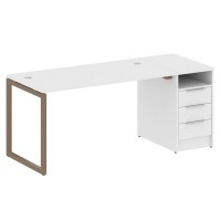 Metal System Quattro 4x4 40БО.РС-СТП -1.3 (Белый/Мокко) Рабочая станция на О-образном м/к с опорной тумбой