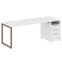 Metal System Quattro 4x4 40БО.РС-СТП -1.4 (Белый/Мокко) Рабочая станция на О-образном м/к с опорной тумбой