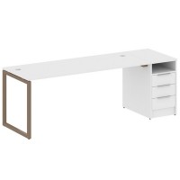 Metal System Quattro 4x4 40БО.РС-СТП -1.5 (Белый/Мокко) Рабочая станция на О-образном м/к с опорной тумбой