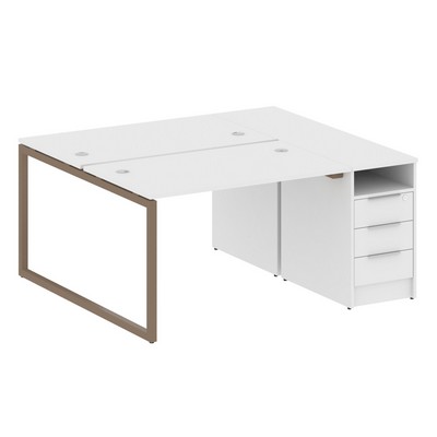 Metal System Quattro 4x4 40БО.РС-СТП-2.2 (Белый/Мокко) Рабочая станция на О-образном м/к с опорной тумбой