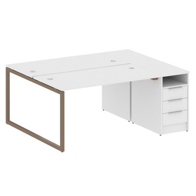 Metal System Quattro 4x4 40БО.РС-СТП-2.3 (Белый/Мокко) Рабочая станция на О-образном м/к с опорной тумбой